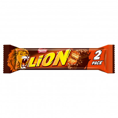 Lion Nadziewany wafel z karmelem i płatkami pszennymi oblany czekoladą mleczną 60 g (2 x 30 g)