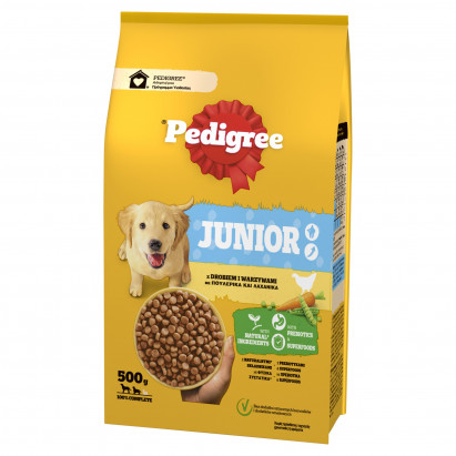 Pedigree Junior Sucha karma dla szczeniąt z drobiem i warzywami 500 g