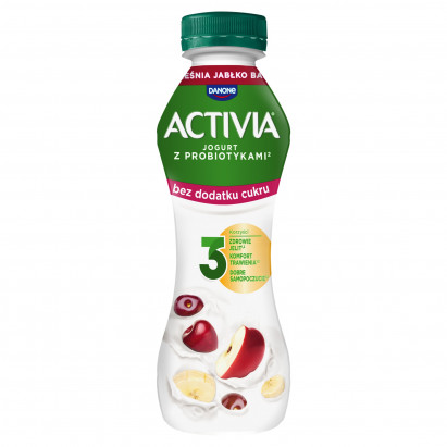 Activia Jogurt bez dodatku cukru czereśnia jabłko banan 270 g