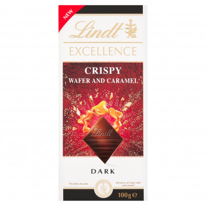 Lindt Excellence Gorzka czekolada z kawałkami kruchych wafelków i karmelu 100 g 