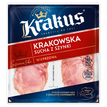 Krakus Kiełbasa krakowska sucha z szynki 80 g (2 x 40 g)