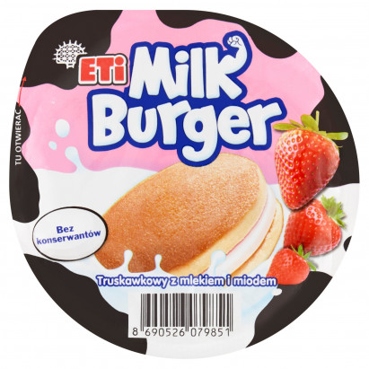 Eti Milk Burger Ciastko truskawkowy z mlekiem i miodem 35 g