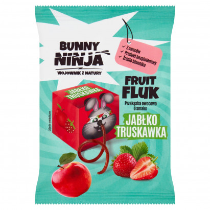 Bunny Ninja Fruit Fluk Przekąska owocowa o smaku jabłko truskawka 15 g