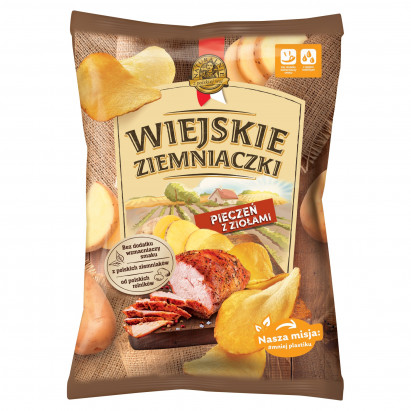 Wiejskie Ziemniaczki Chipsy ziemniaczane pieczeń z ziołami 130 g