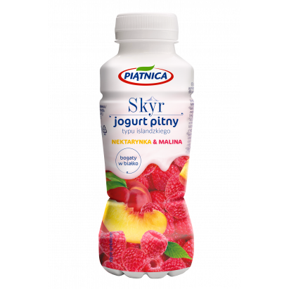 Jogurt pitny Skyr nektarynka-malina Piątnica 330ml