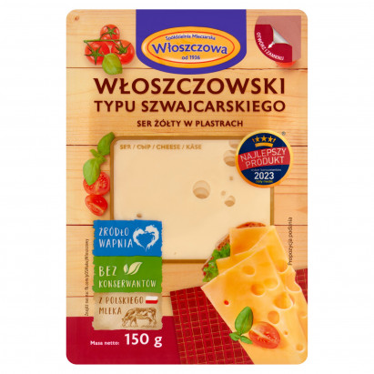 Włoszczowa Ser żółty w plastrach włoszczowski typu szwajcarskiego 150 g