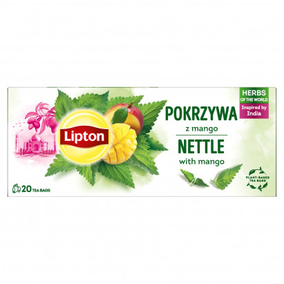 Lipton Herbatka ziołowa aromatyzowana pokrzywa z mango 26 g (20 torebek)