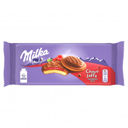 Milka Choco Jaffa Biszkopty z galaretką o smaku malinowym oblewane czekoladą mleczną 147 g