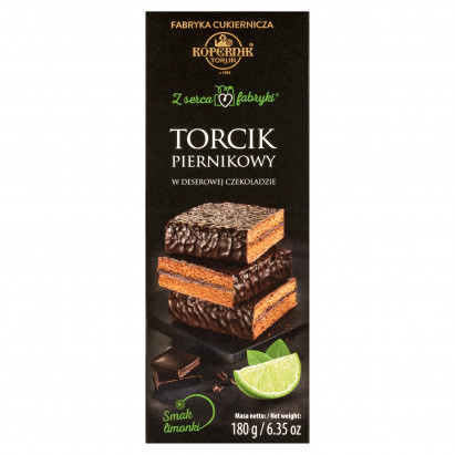 Kopernik Z serca fabryki Torcik piernikowy w deserowej czekoladzie smak limonki 180 g