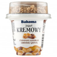Bakoma Jogurt kremowy z bananami kawałkami czekolady i granolą 230 g
