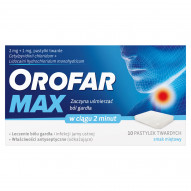 Orofar Max 2 mg + 1 mg Pastylki smak miętowy 10 sztuk