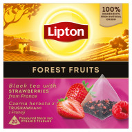 Lipton Discovery Forest Fruit Czarna herbata z truskawkami z Francji 30 g (20 torebek)