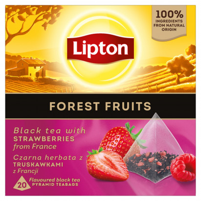 Lipton Discovery Forest Fruit Czarna herbata z truskawkami z Francji 30 g (20 torebek)