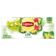 Lipton Herbatka ziołowa aromatyzowana lipa z malinami 18 g (20 torebek)