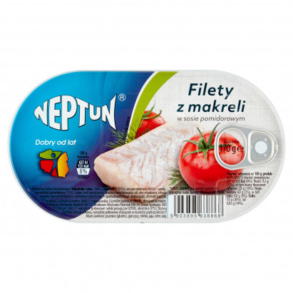 Neptun Filety z makreli w sosie pomidorowym 170 g