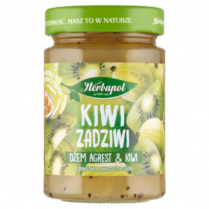 Herbapol Kiwi zadziwi Dżem agrest & kiwi o obniżonej zawartości cukru 280 g