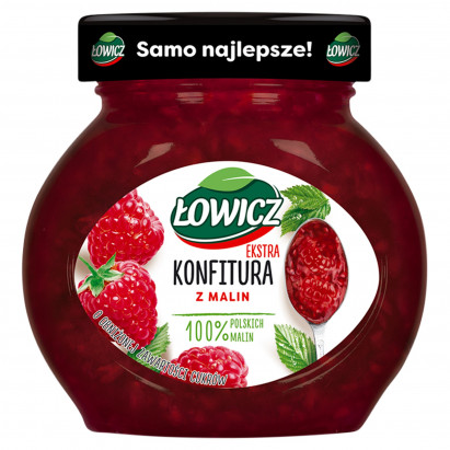 Łowicz Konfitura ekstra z malin o obniżonej zawartości cukrów 240 g