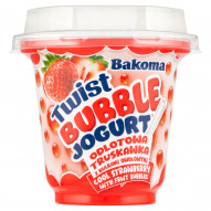Bakoma Bubble Twist Jogurt pitny odlotowa truskawka z kulkami owocowymi 210 g