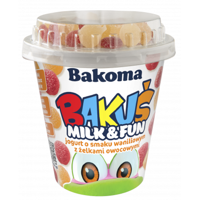 Bakuś Milk&Fun Jogurt o smaku waniliowym z żelkami