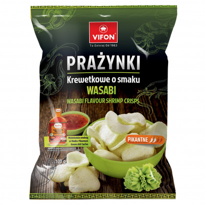 Vifon Prażynki krewetkowe o smaku wasabi pikantne 100 g