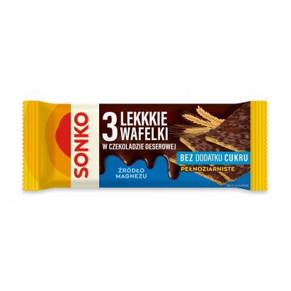 SONKO 3 Lekkkie wafelki w czekoladzie deserowej bez dodatku cukru 36g