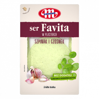 Mlekovita Favita Ser kanapkowy ze szpinakiem i czosnkiem 150g