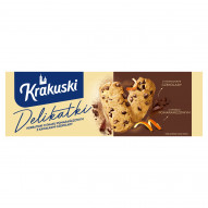 Krakuski Delikatki Herbatniki o smaku pomarańczowym z kawałkami czekolady 125 g