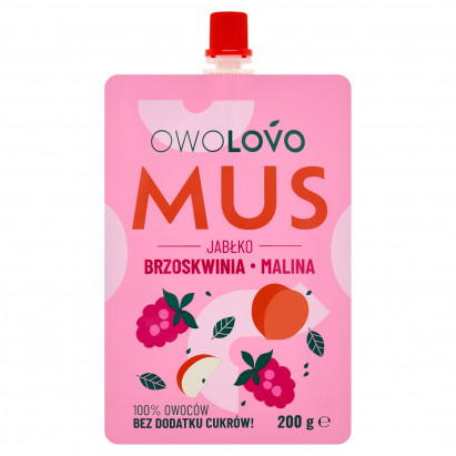 Owolovo Mus jabłko brzoskwinia malina 200 g