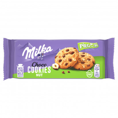 Milka Pieguski Ciasteczka Z Kawałkami Mlecznej Czekolady I Pokruszonymi Orzechami Laskowymi - 135 G