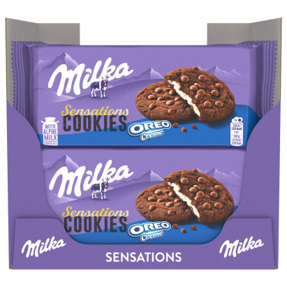 Milka Sensations Cookies Ciastka Kakaowe Z Kawałkami Czekolady I Nadzieniem O Smaku Waniliowym 156 G