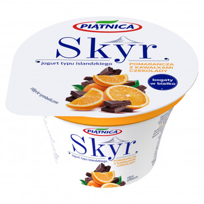 Piątnica Skyr jogurt typu islandzkiego pomarańcza z kawałkami czekolady 150 g