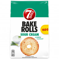 7Days Bake Rolls chipsy chlebowe o smaku śmietanowo cebulowym - 150 g
