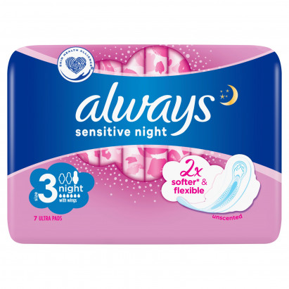 Always Ultra Sensitive Night Podpaski ze skrzydełkami (rozmiar 3)