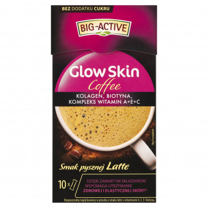 Big-Active Glow Skin Coffee Rozpuszczalny napój kawowy o smaku latte 100 g (10 x 10 g)