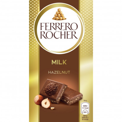 Ferrero Rocher Czekolada mleczna z orzechowym nadzieniem i kawałkami orzechów laskowych 90 g