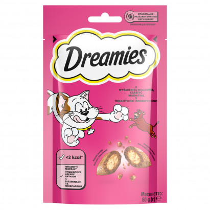 Dreamies Karma uzupełniająca dla dorosłych kotów i kociąt z wyśmienitą wołowiną 60 g