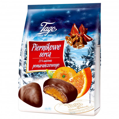 Tago Piernikowe serca z nadzieniem pomarańczowym 160 g