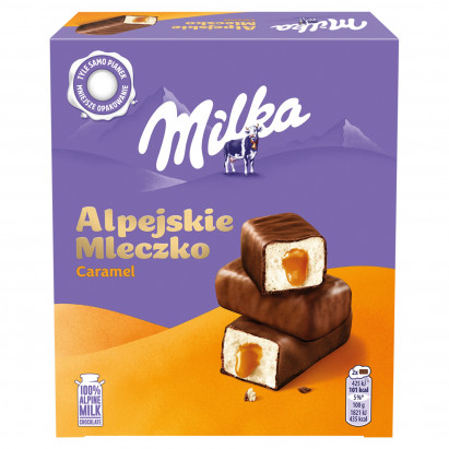 Milka Alpejskie Mleczko Pianka o smaku waniliowym z nadzieniem karmelowym 350 g