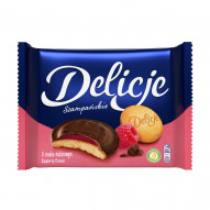 Delicje Szampańskie Biszkopty z galaretką o smaku malinowym oblewane czekoladą 294 g