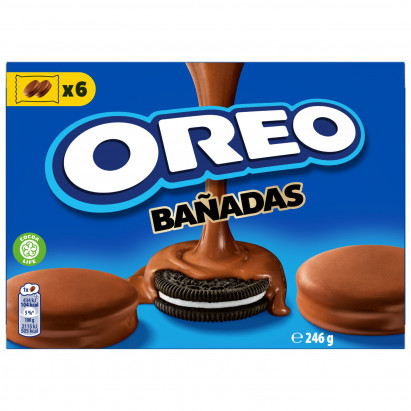 Oreo Ciastka kakaowe z nadzieniem o smaku waniliowym oblane polewą kakaową 246 g (12 sztuk)