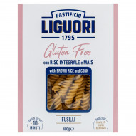 Liguori Gluten Free Makaron z mąki z brązowego ryżu oraz mąki kukurydzianej fusilli 400 g