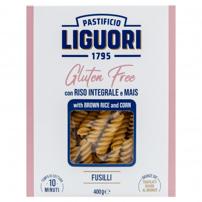 Liguori Gluten Free Makaron z mąki z brązowego ryżu oraz mąki kukurydzianej fusilli 400 g