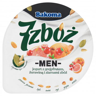 Bakoma 7 zbóż Men Jogurt z grejpfrutem żurawiną i ziarnami zbóż 300 g