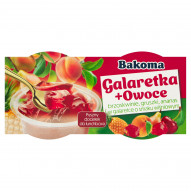 Bakoma Galaretka+Owoce Brzoskwinie gruszki ananas w galaretce o smaku wiśniowym 226 g (2 x 113 g)