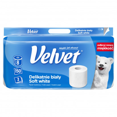 Velvet Papier toaletowy delikatnie biały 8 rolek