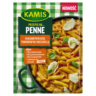 Kamis Przepis na penne w aksamitnym sosie pomidorowym z mozzarellą 35 g