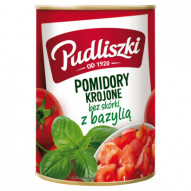 Pudliszki Pomidory krojone bez skórki z bazylią 400 g