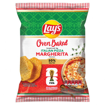 Lay's Oven Baked Pieczone formowane chipsy ziemniaczane o smaku pizzy margherita 110 g