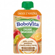BoboVita Drugie Śniadanko Mus jabłko gruszka pomarańcza z kaszką owsianą i manną po 6 miesiącu 100 g