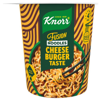 Knorr Fusion Noodles Kluski z mieszanką przyprawową o smaku cheeseburger i sosem pomidorowym 80 g